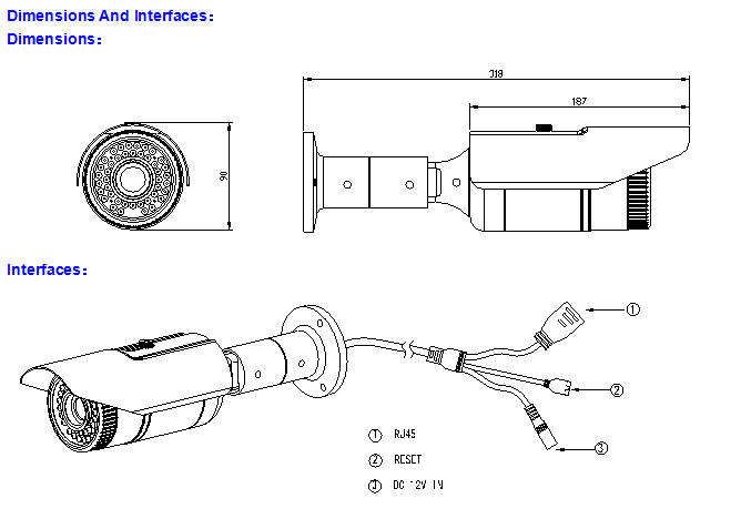 2.0 Megapixel Full HD IP Waterproof Bullet Camera Interface