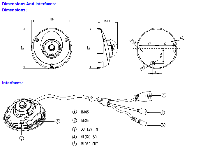 2.0 Megapixel Sony Exmor 1080P Full HD Vandal Proof Mini Dome IP Camera Demension