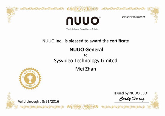 NUUO Central Management Software Technical Certification- General
